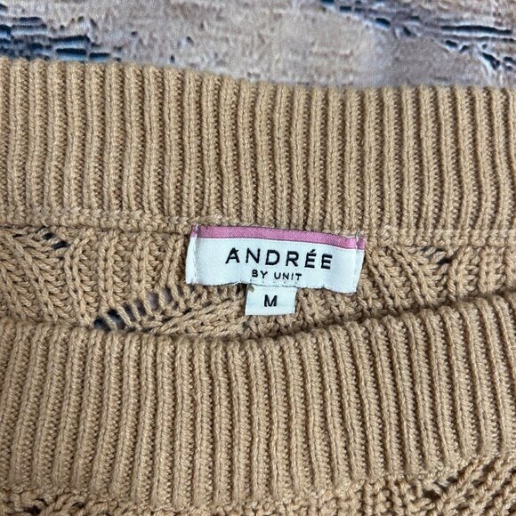 Andree By Unit 5 Color Block Open Knit Oversized Batwing Sleeve Sweater Womens M - Picture 4 of 6